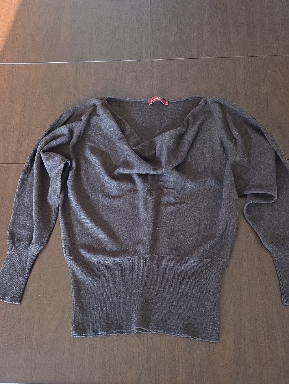 Krimson Klover Charcoal Draped Cowl Neck Sweater